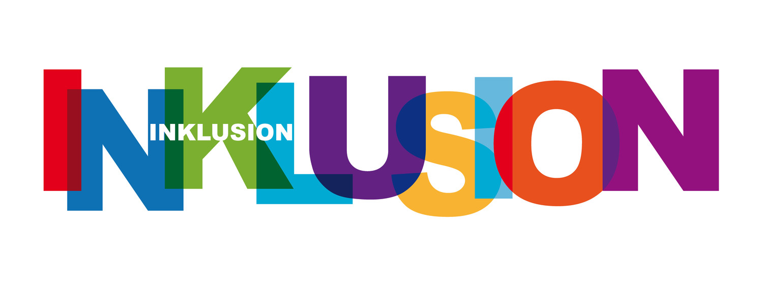 KI generiert: Das Bild zeigt das Wort "Inklusion" in bunten, überlappenden Buchstaben. Es vermittelt eine Botschaft von Vielfalt und Integration.